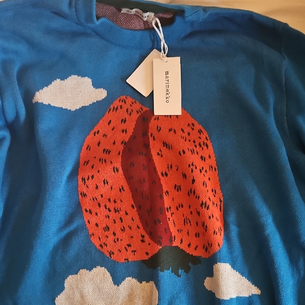 COPY - Marimekko Blue and Orange Sweater with Creative Design